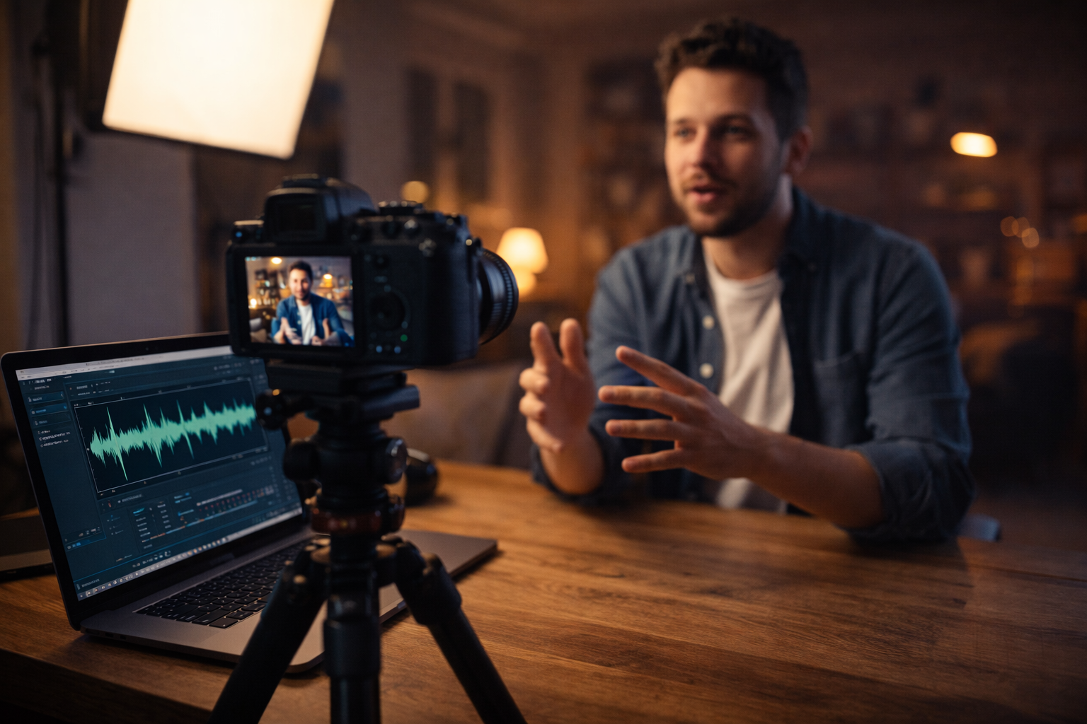 Person filming with a professional camera